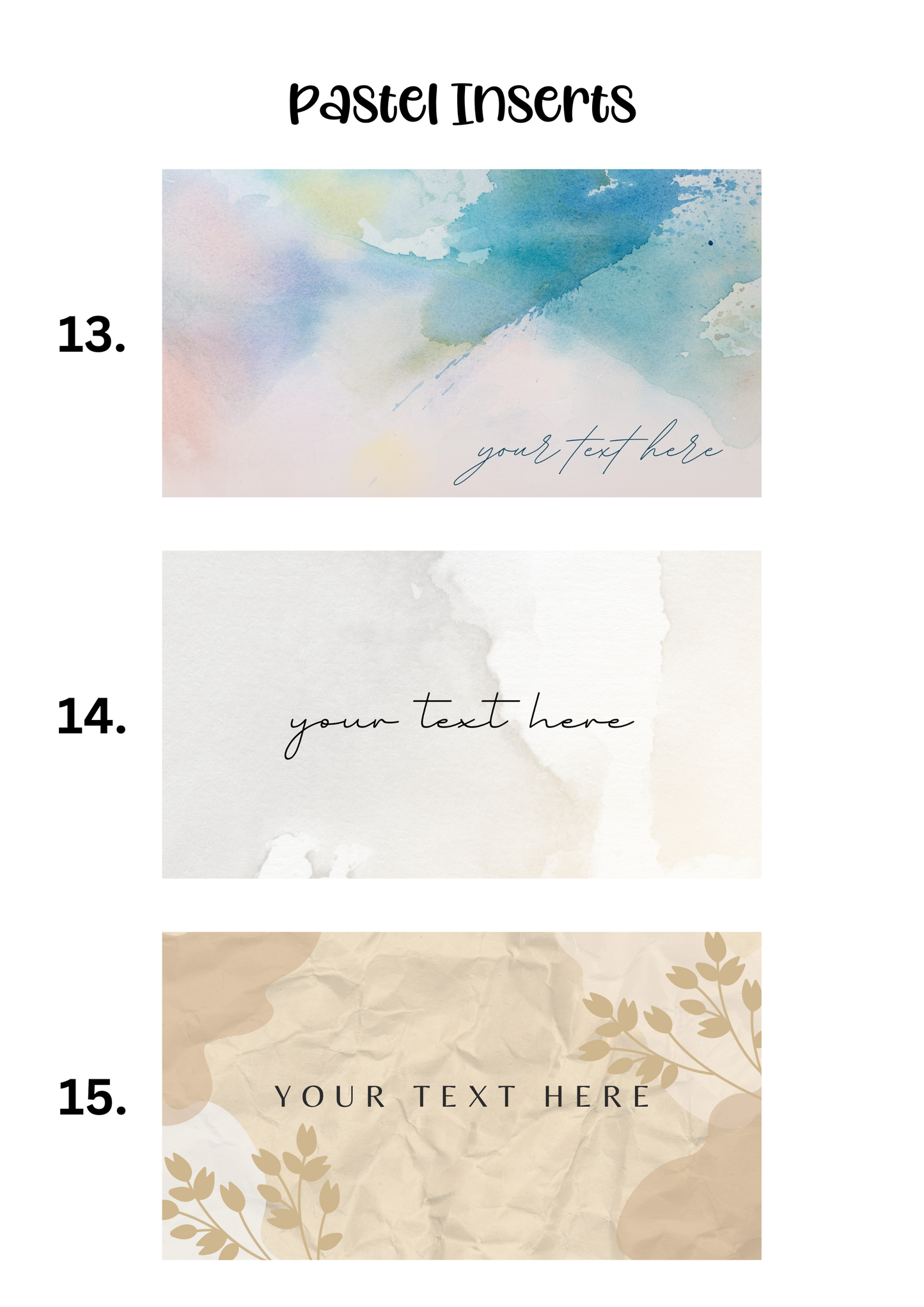 A6 Insert for Binder/ Front Page for Budget Wallets/ Pastel Collection