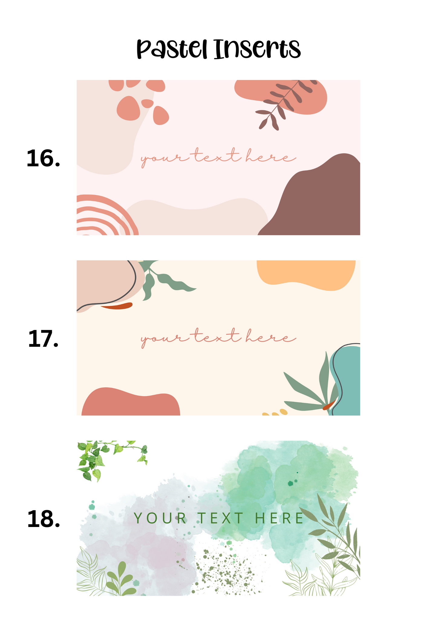 A6 Insert for Binder/ Front Page for Budget Wallets/ Pastel Collection