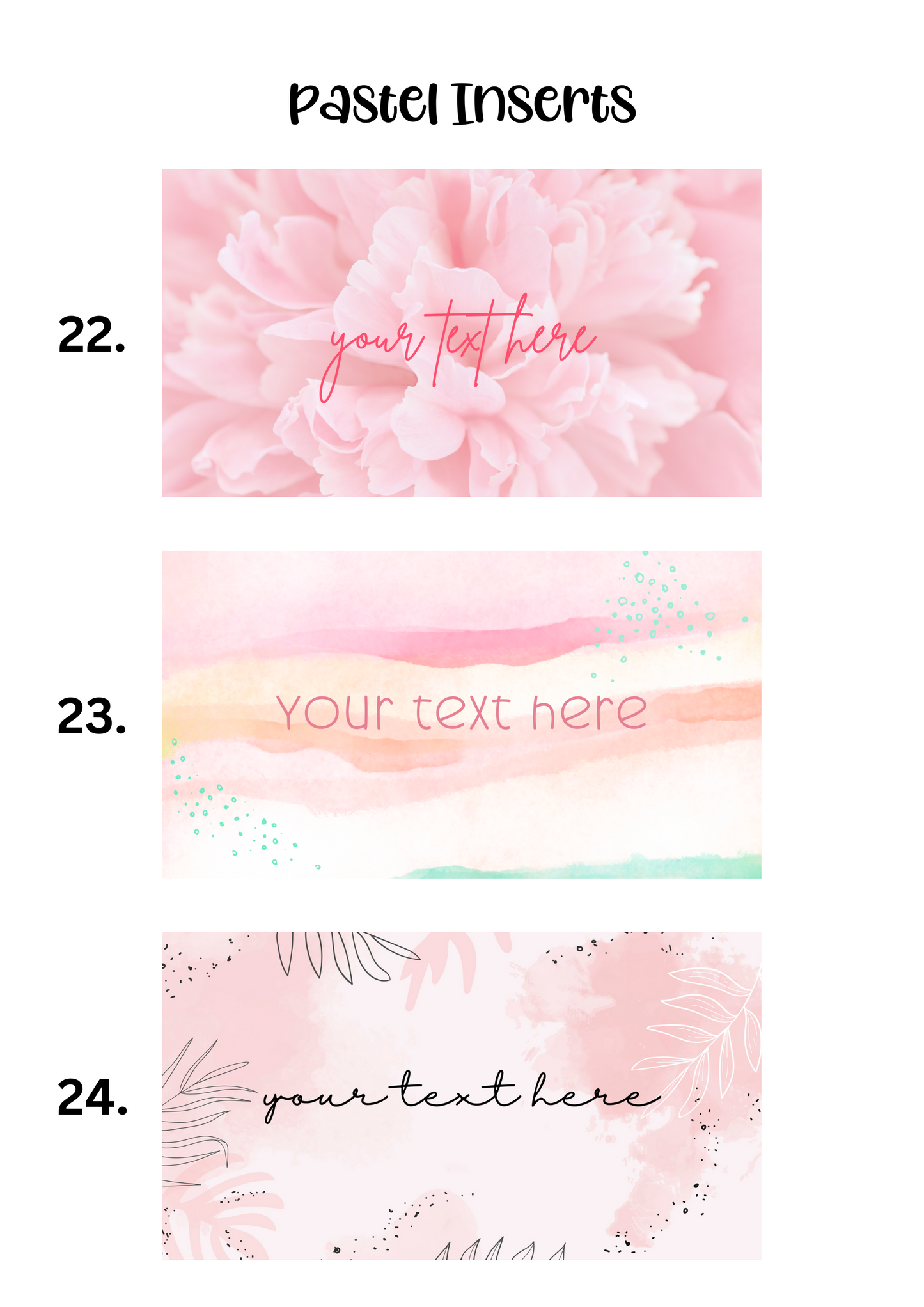 A6 Insert for Binder/ Front Page for Budget Wallets/ Pastel Collection