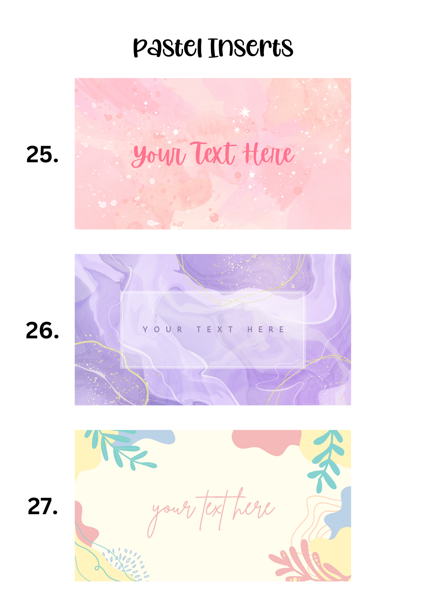 A6 Insert for Binder/ Front Page for Budget Wallets/ Pastel Collection