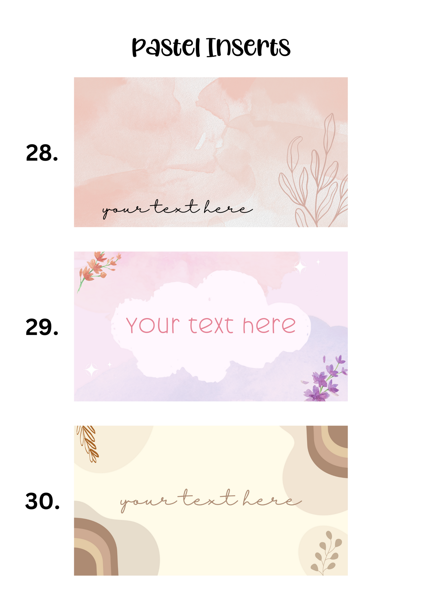 A6 Insert for Binder/ Front Page for Budget Wallets/ Pastel Collection