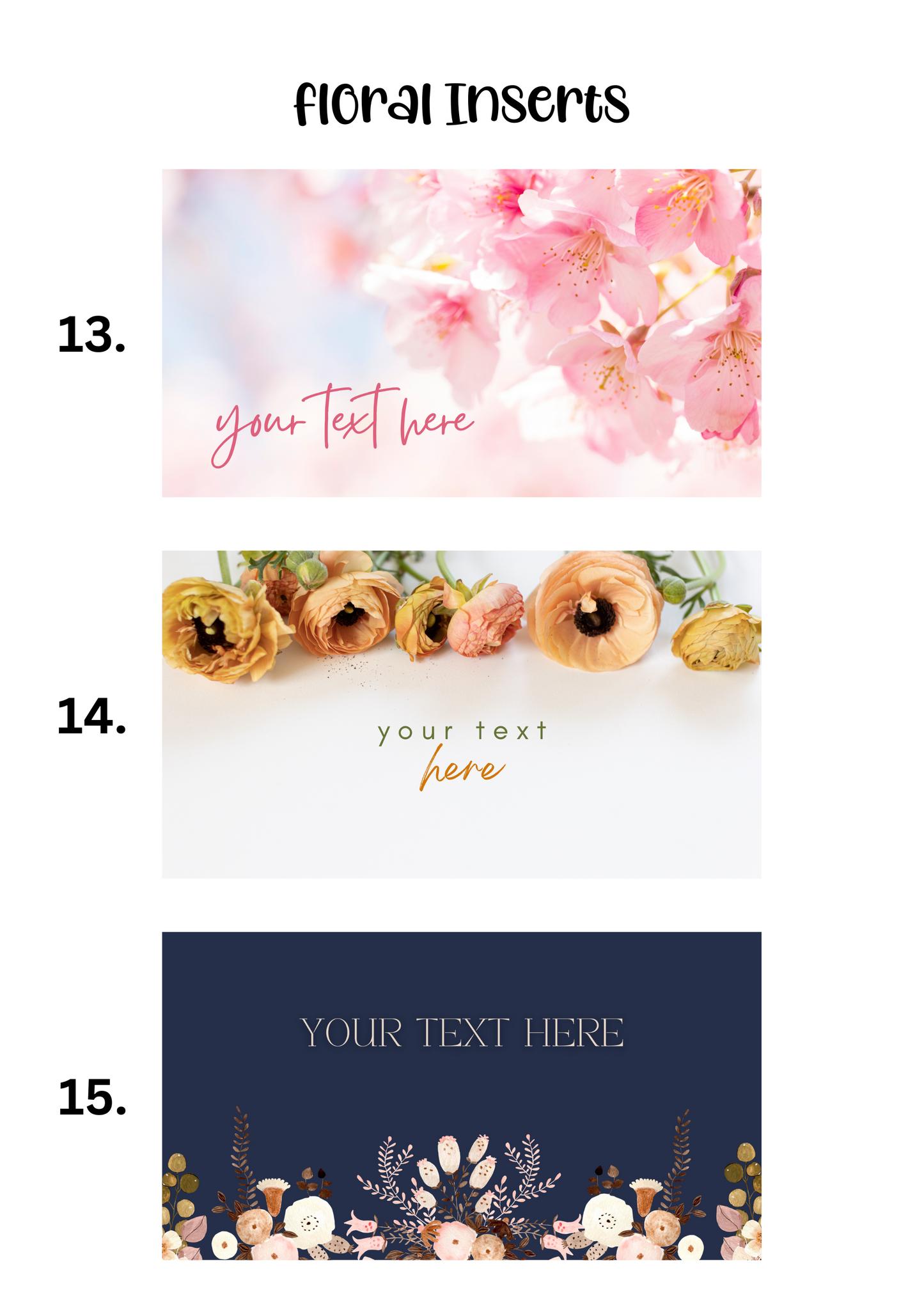 A6 Insert for Binder/ Front Page for Budget Wallets/ Floral Collection