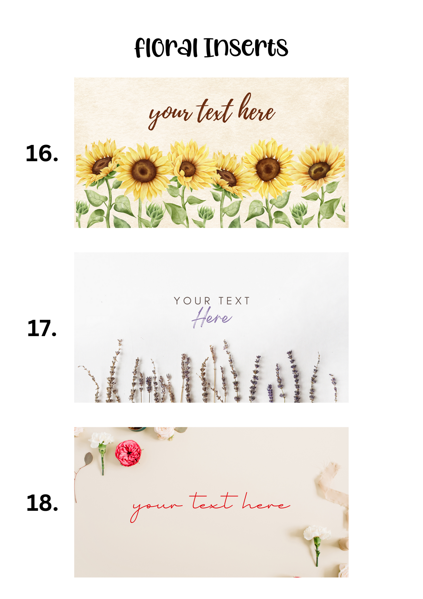 A6 Insert for Binder/ Front Page for Budget Wallets/ Floral Collection