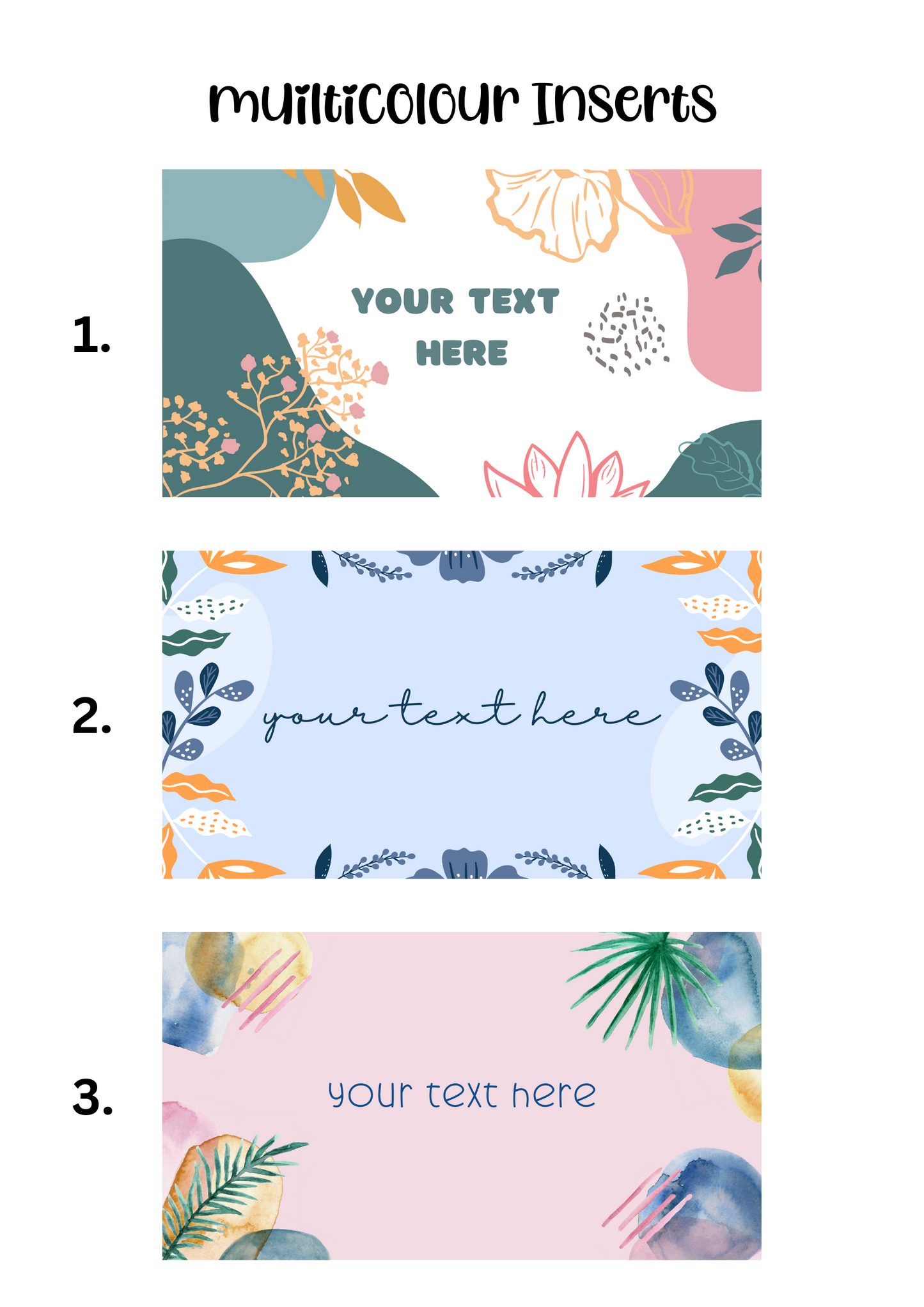 A6 Insert for Binder/ Front Page for Budget Wallets/ Multicolour Collection