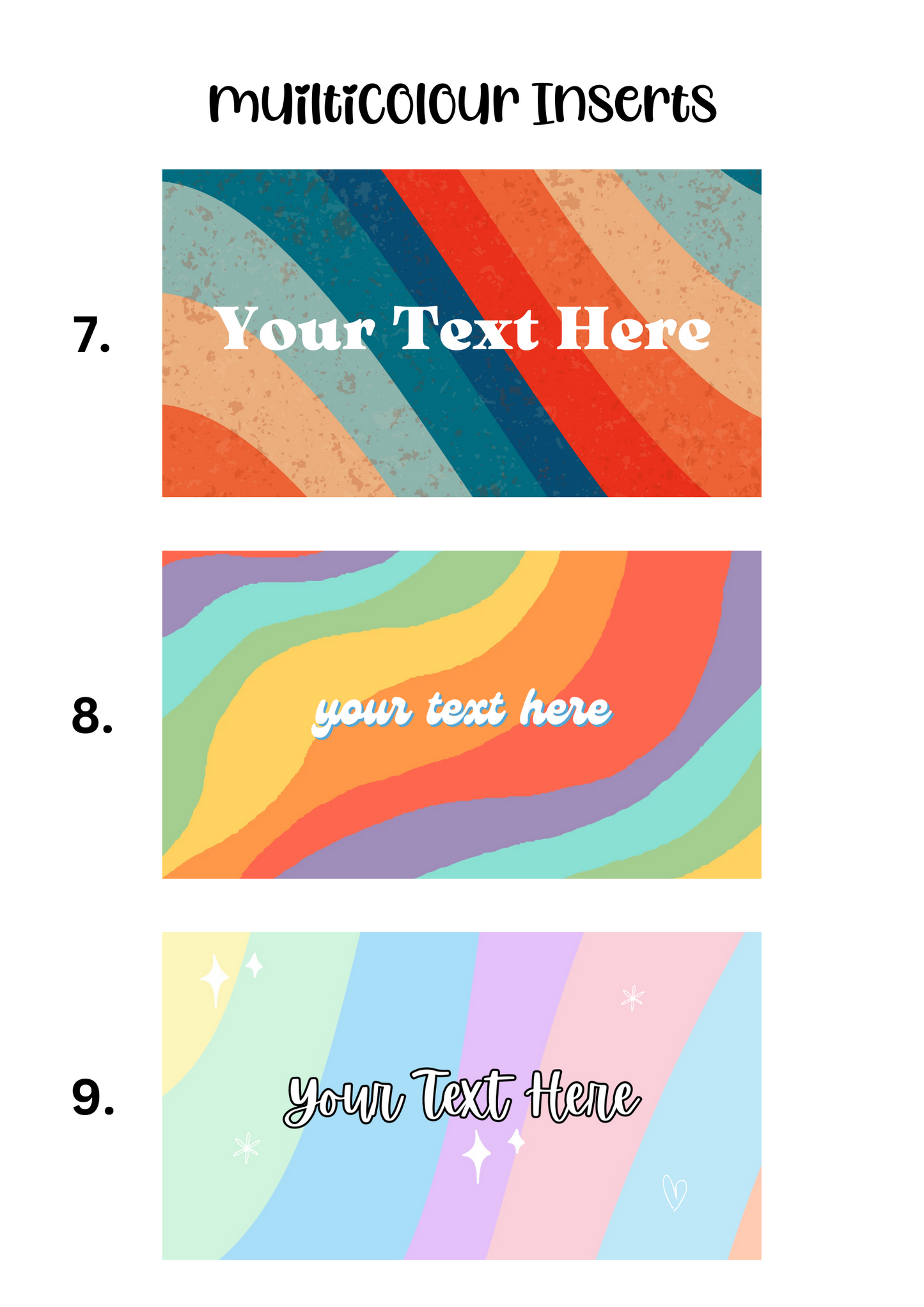 A6 Insert for Binder/ Front Page for Budget Wallets/ Multicolour Collection