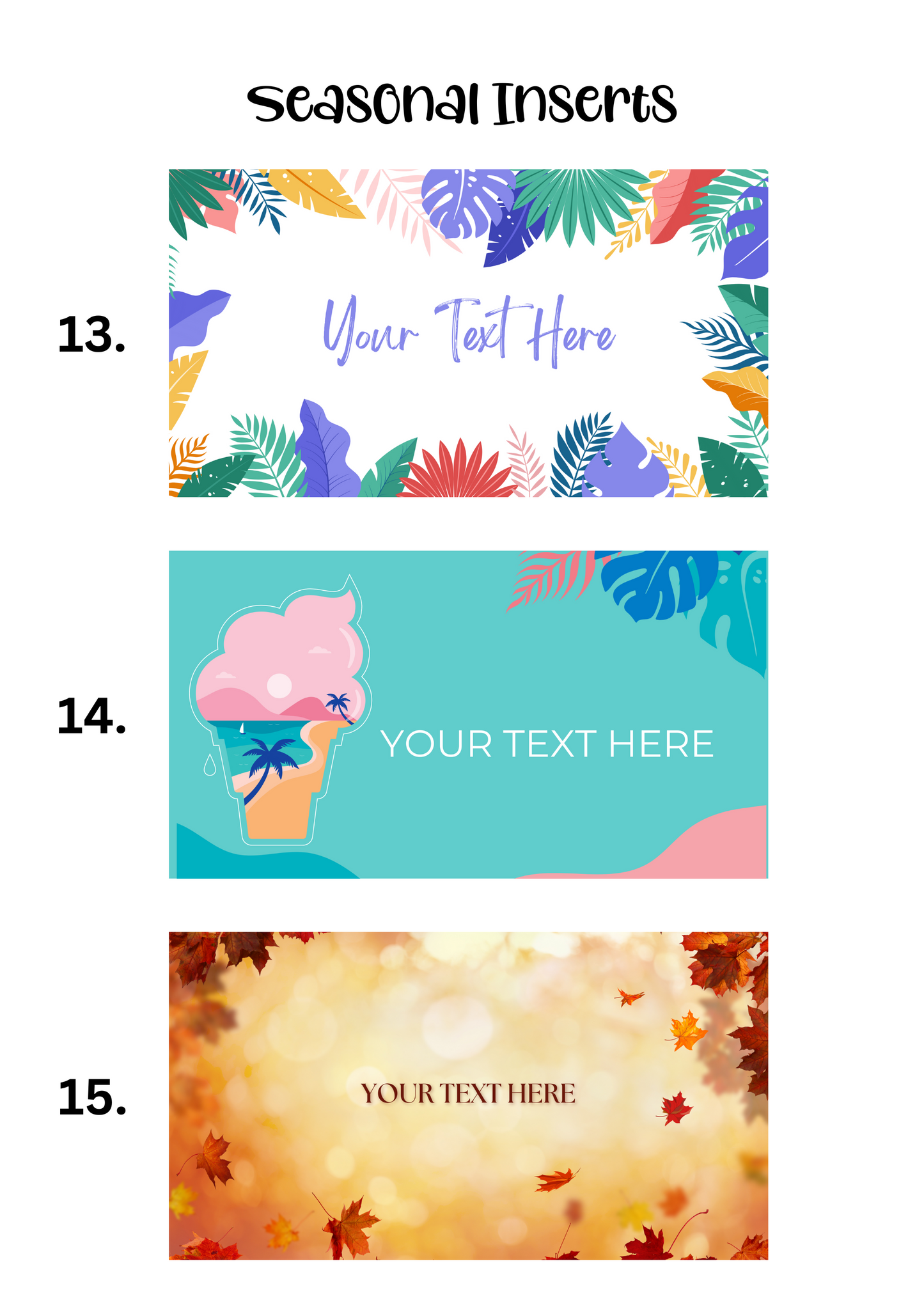 A6 Insert for Binder/ Front Page for Budget Wallets/ Seasonal Collection