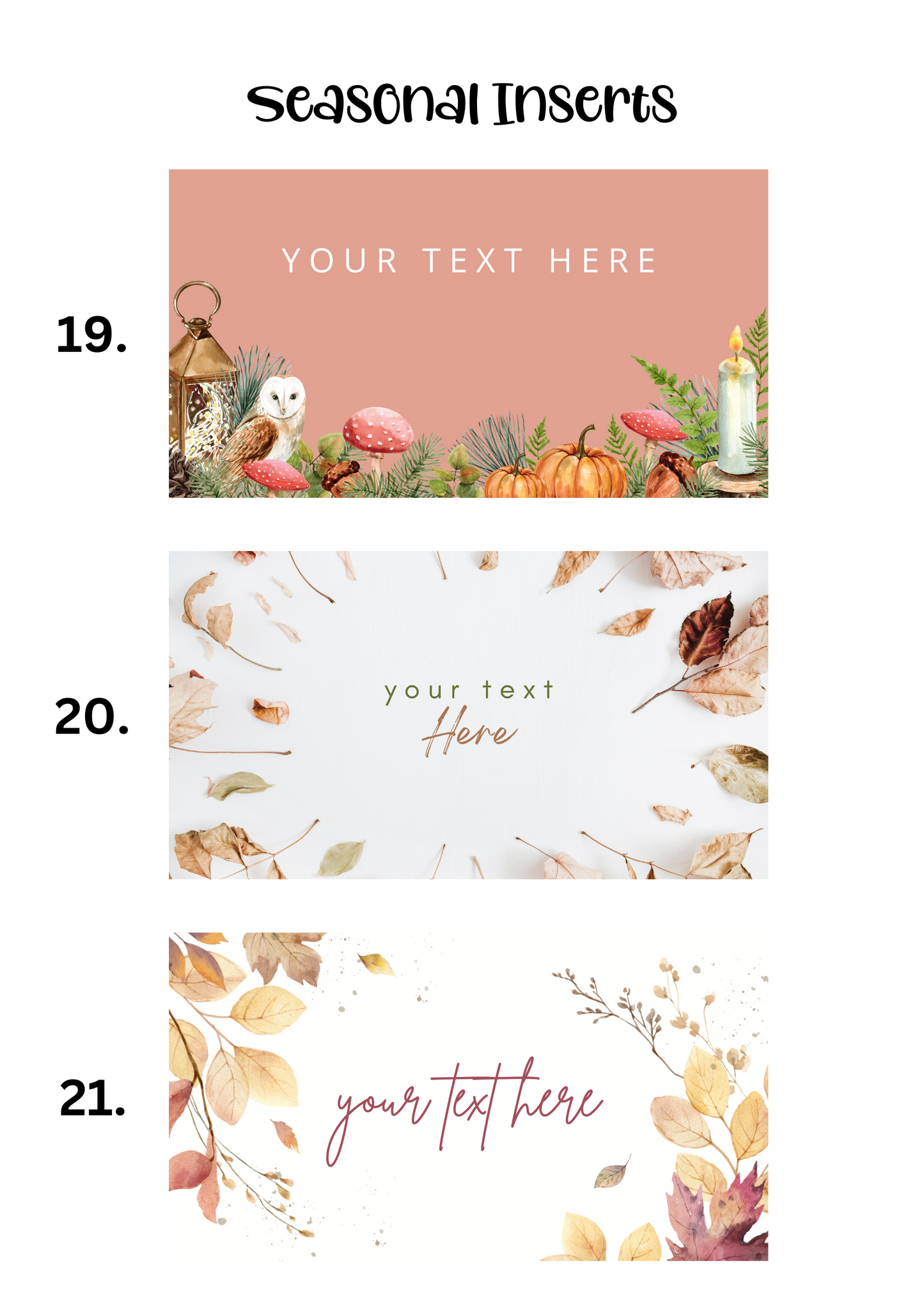 A6 Insert for Binder/ Front Page for Budget Wallets/ Seasonal Collection