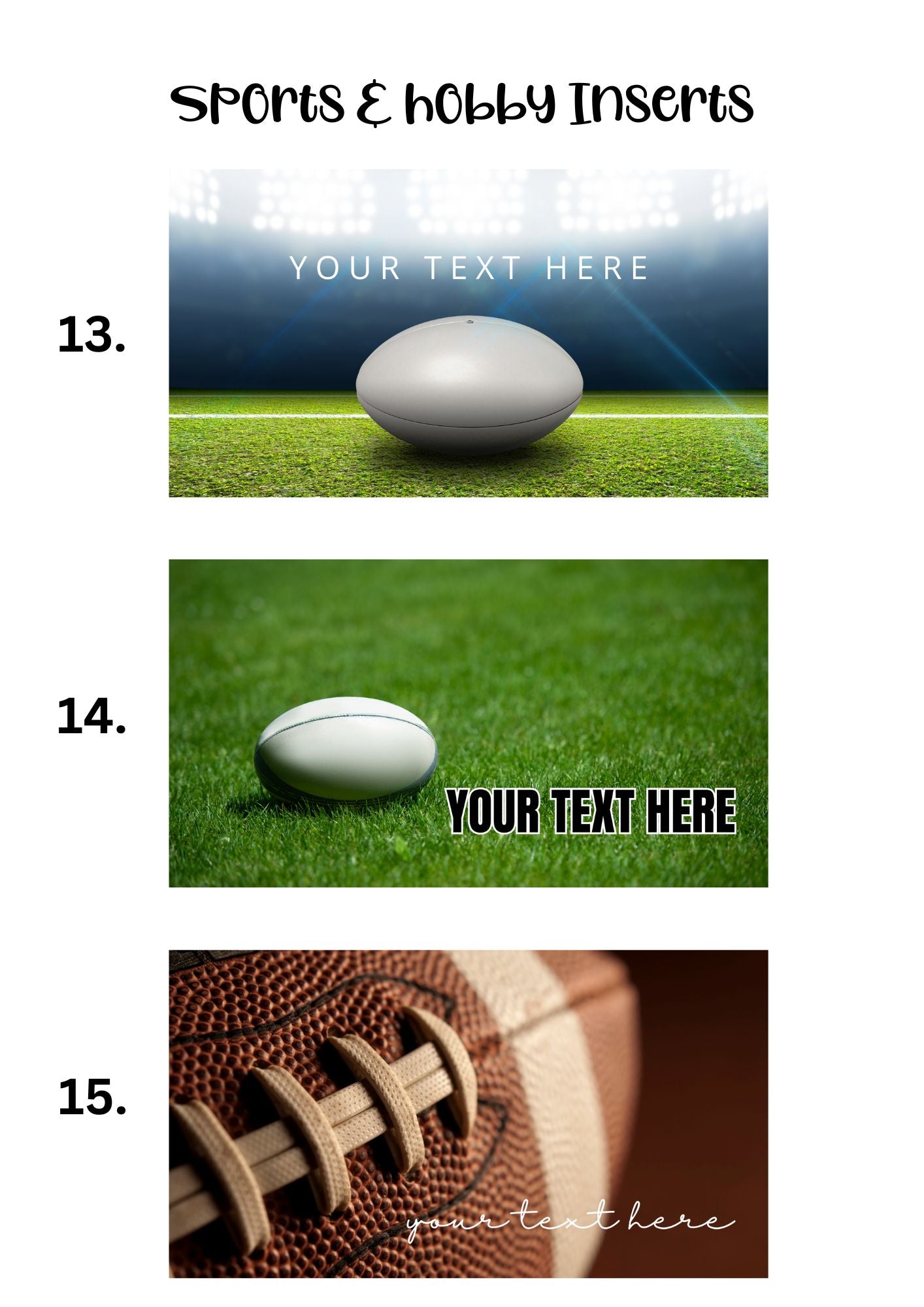 A6 Insert for Binder/ Front Page for Budget Wallets/Sports & Hobby Collection