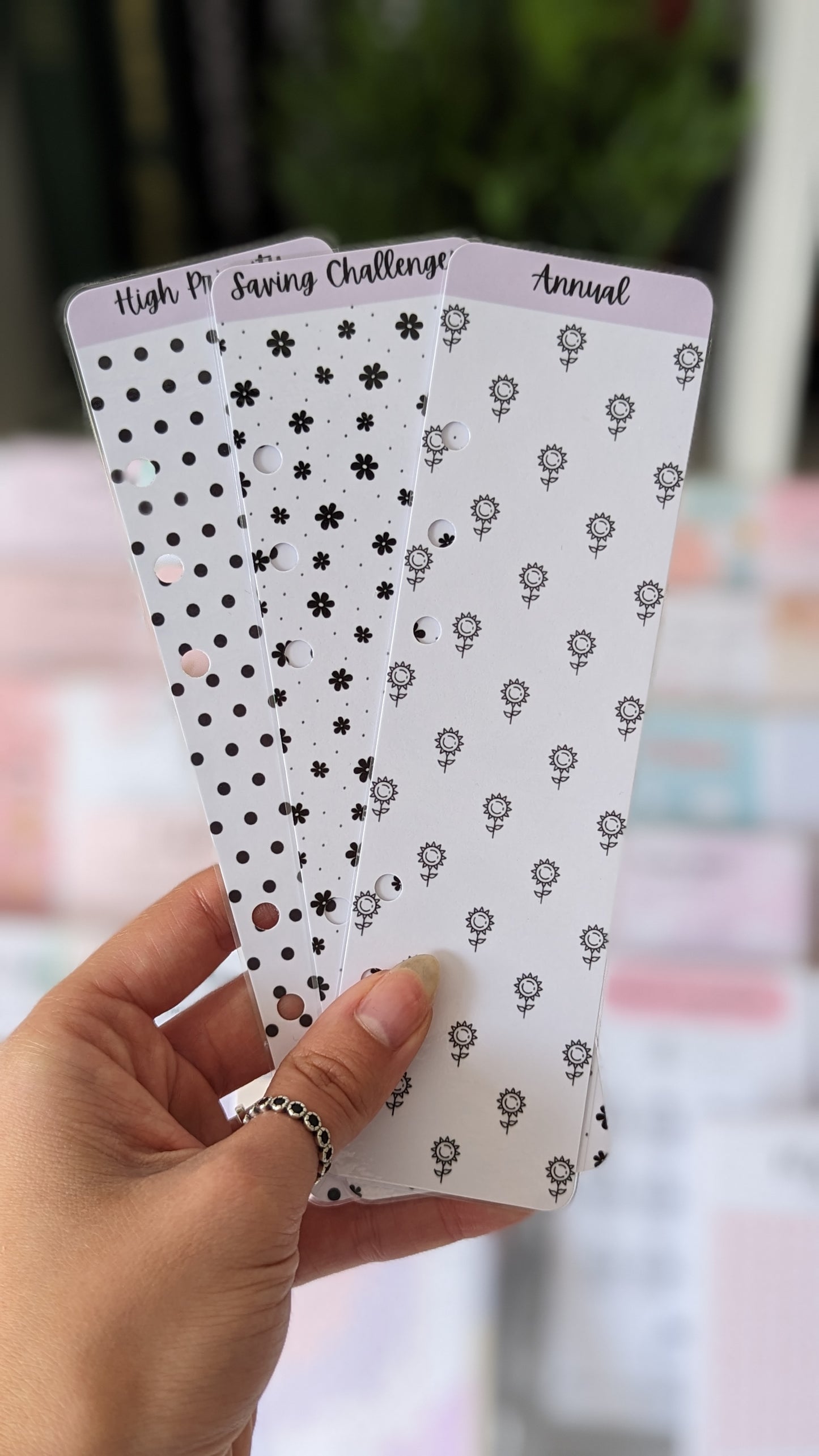 Budget Binder Tabs / Lilac Daisy, Sunflower & Polka Dots
