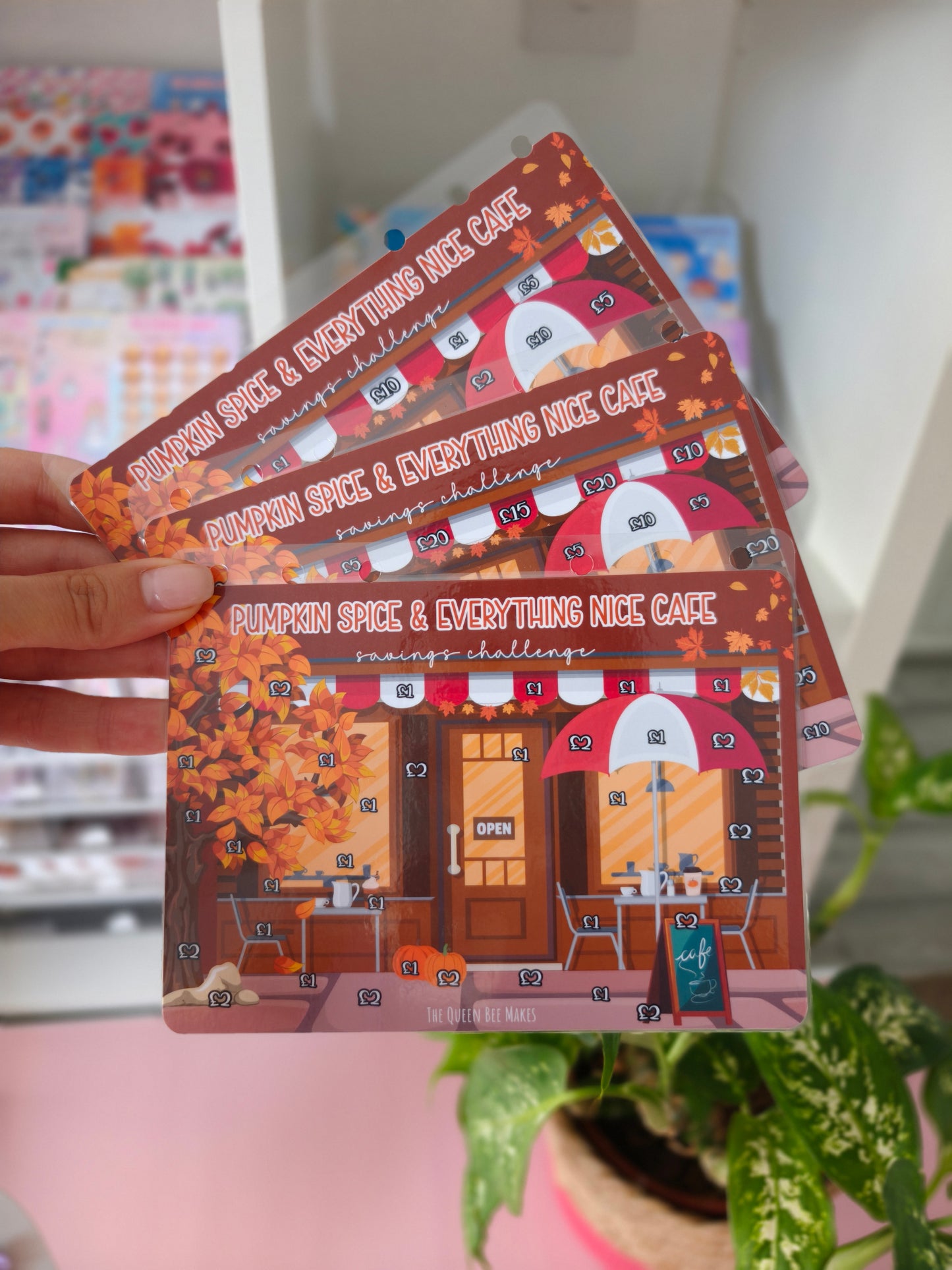 Pumpkin Spice & Everything Nice Cafe Savings Challenge | A6 Laminated Savings Tracker for Cash Stuffing