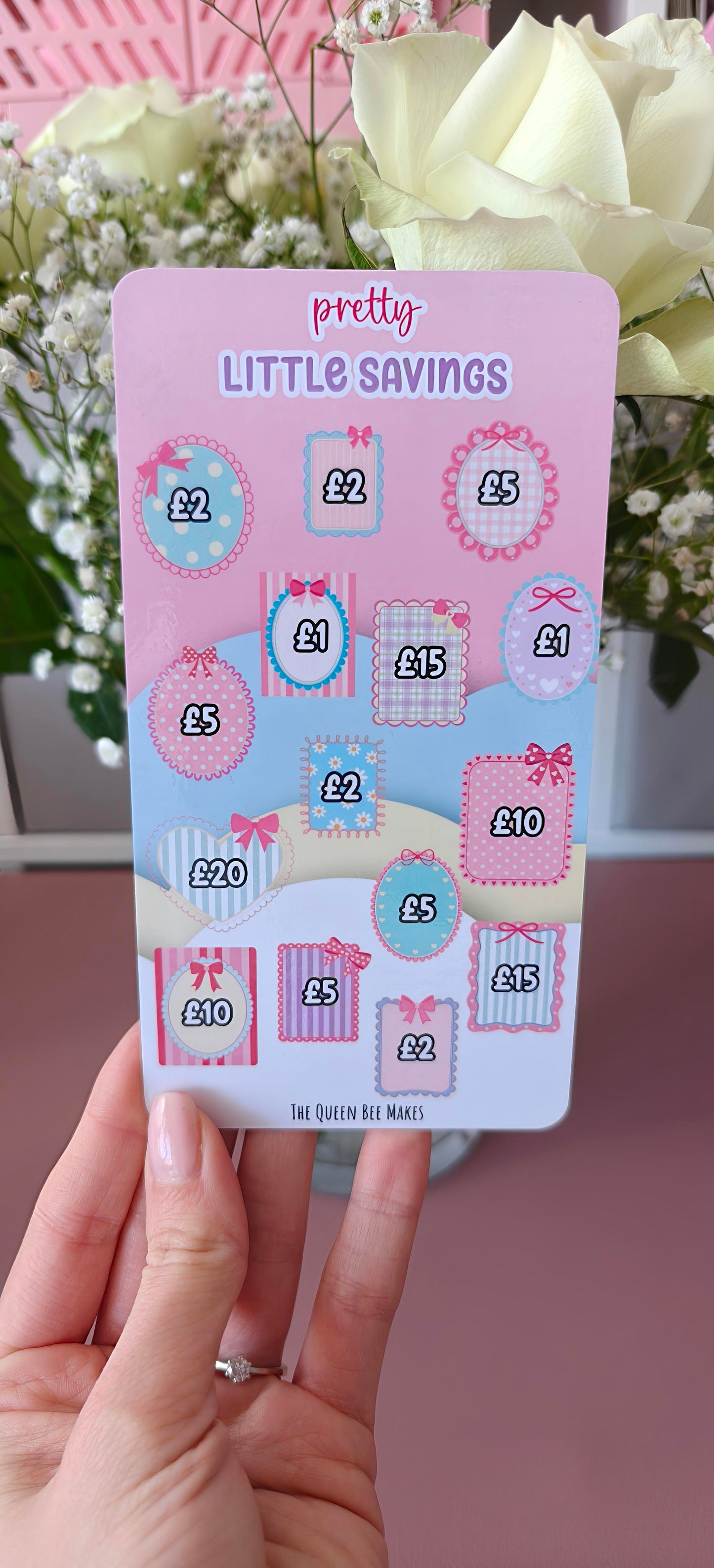 Pretty Little Savings Challenge | A6 Cash Stuffing Binder Tracker | Pastel Bow Budget Tracker
