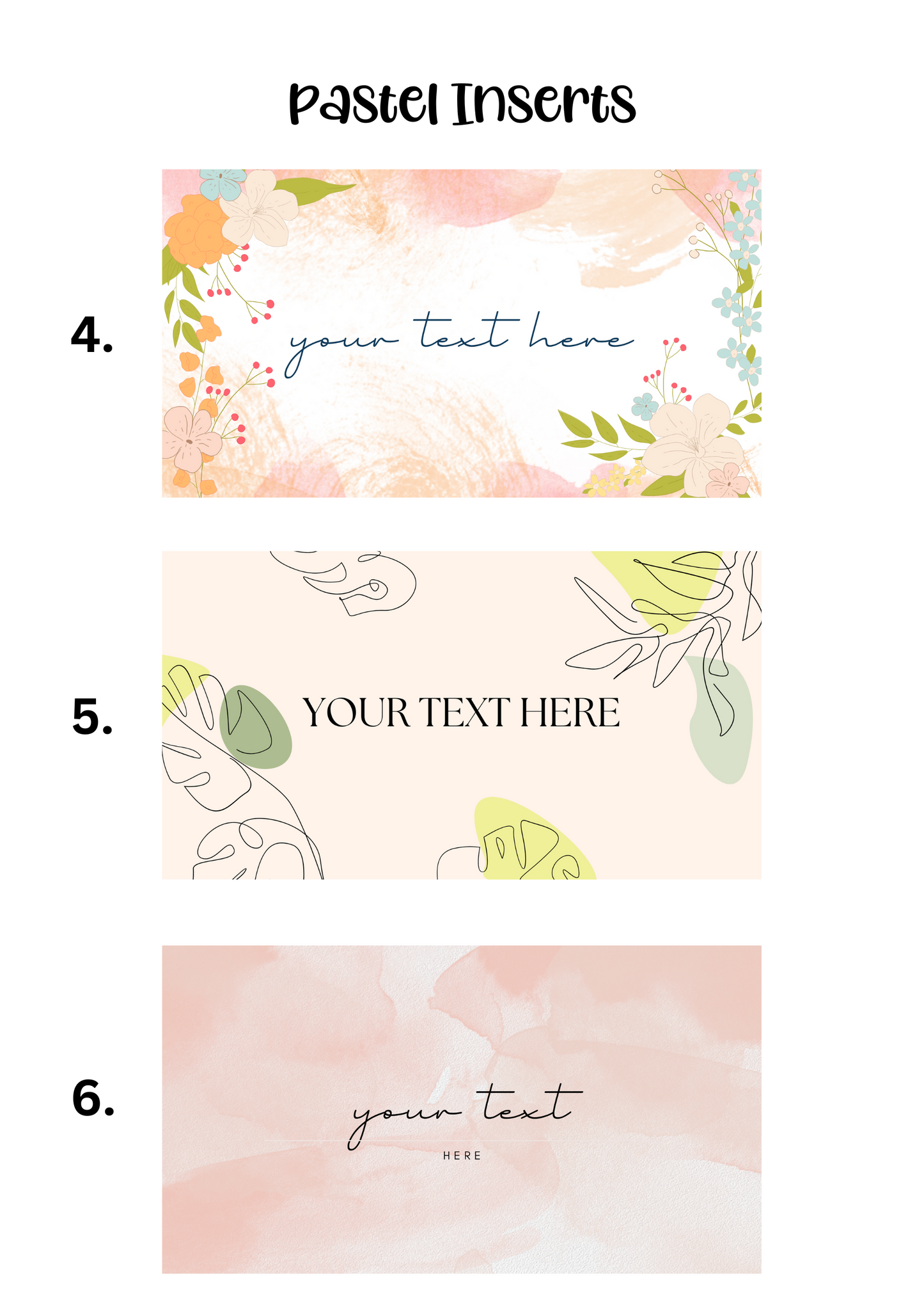 A6 Insert for Binder/ Front Page for Budget Wallets/ Pastel Collection