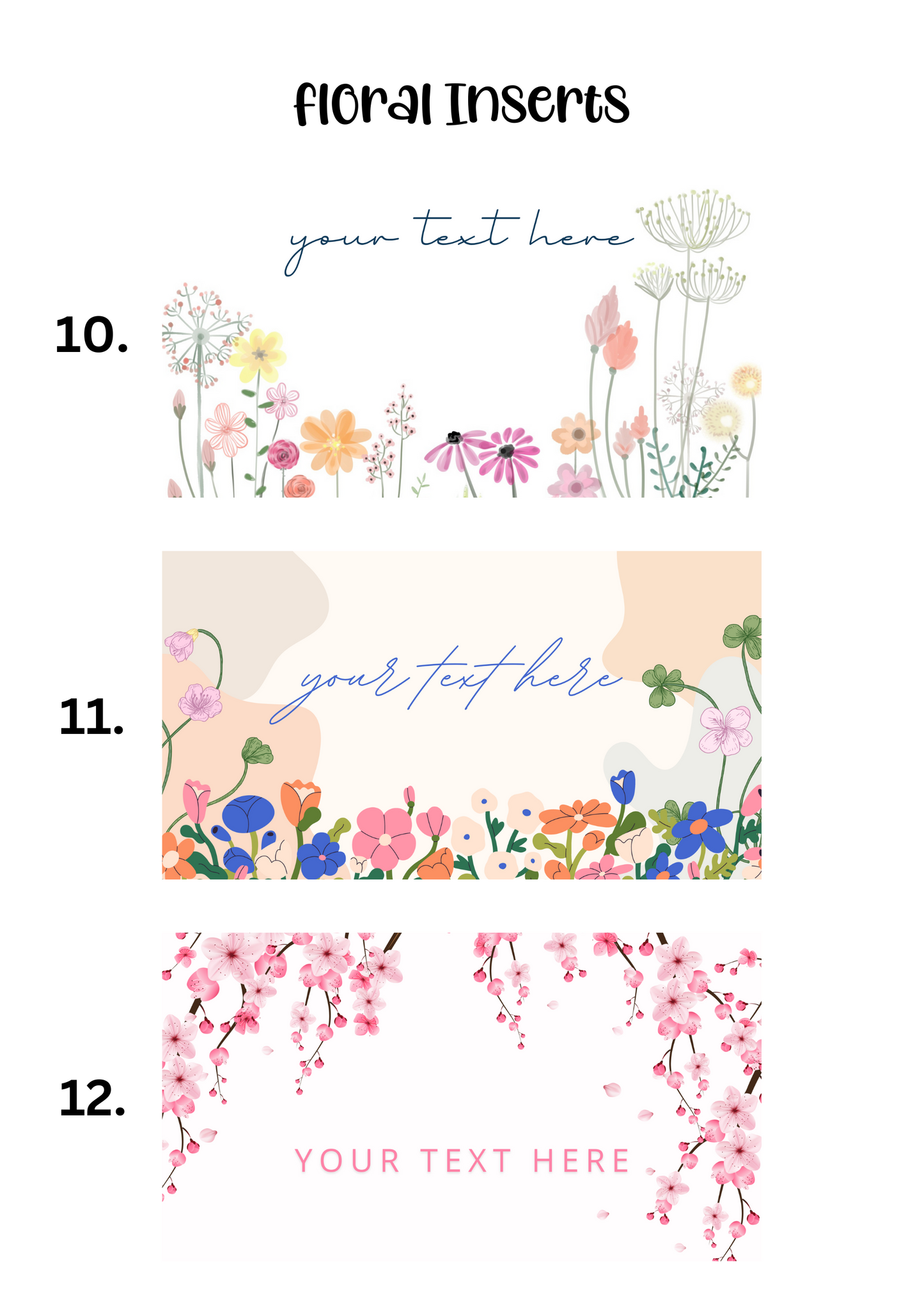 A6 Insert for Binder/ Front Page for Budget Wallets/ Floral Collection