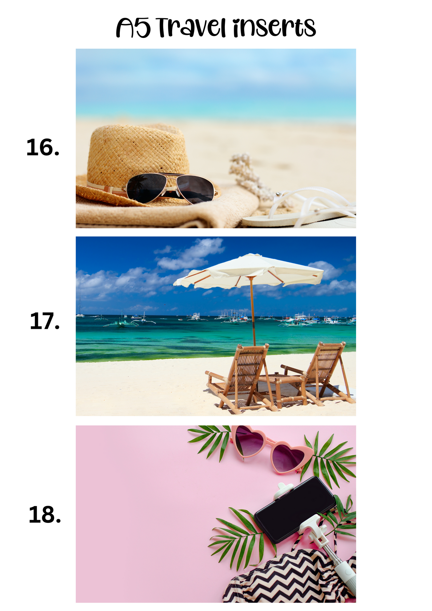 A5 Insert for Binder/ Front Page for Budget Wallets/ Travel Collection