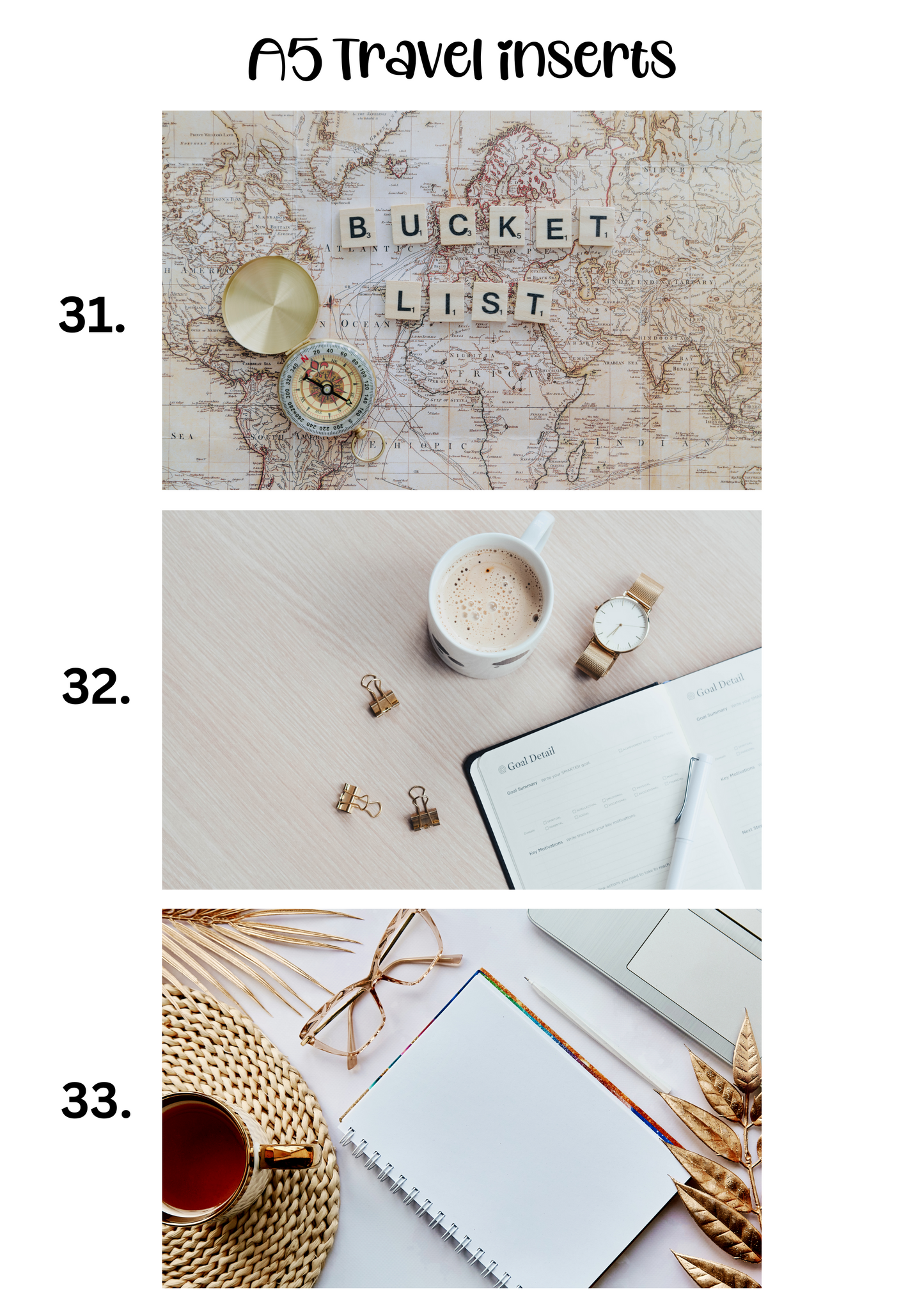 A5 Insert for Binder/ Front Page for Budget Wallets/ Travel Collection
