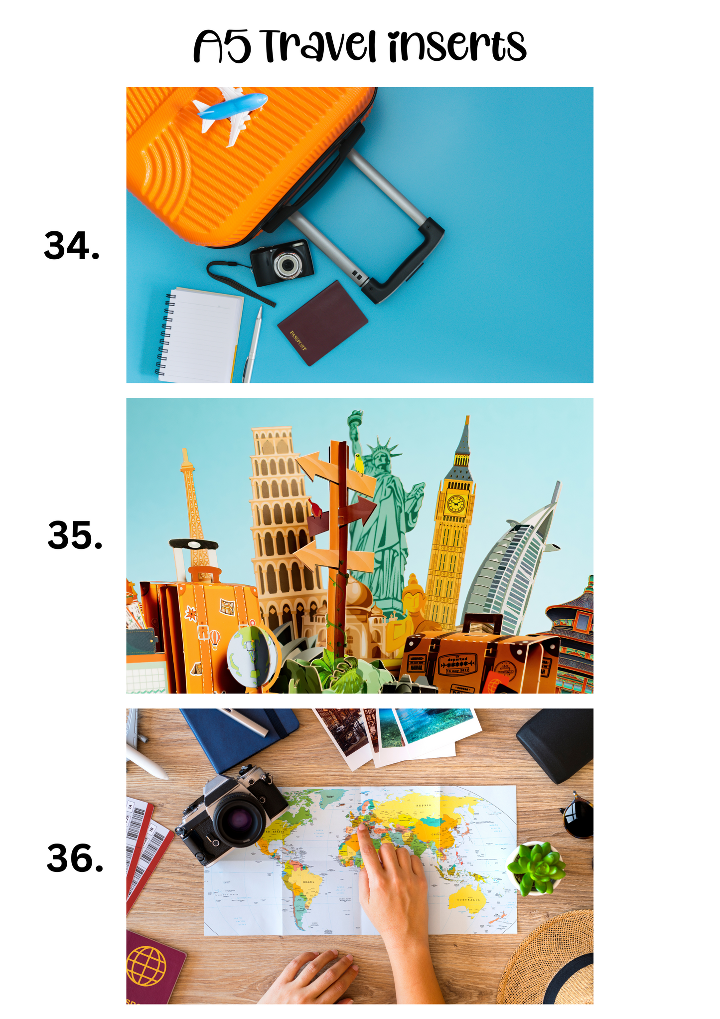 A5 Insert for Binder/ Front Page for Budget Wallets/ Travel Collection