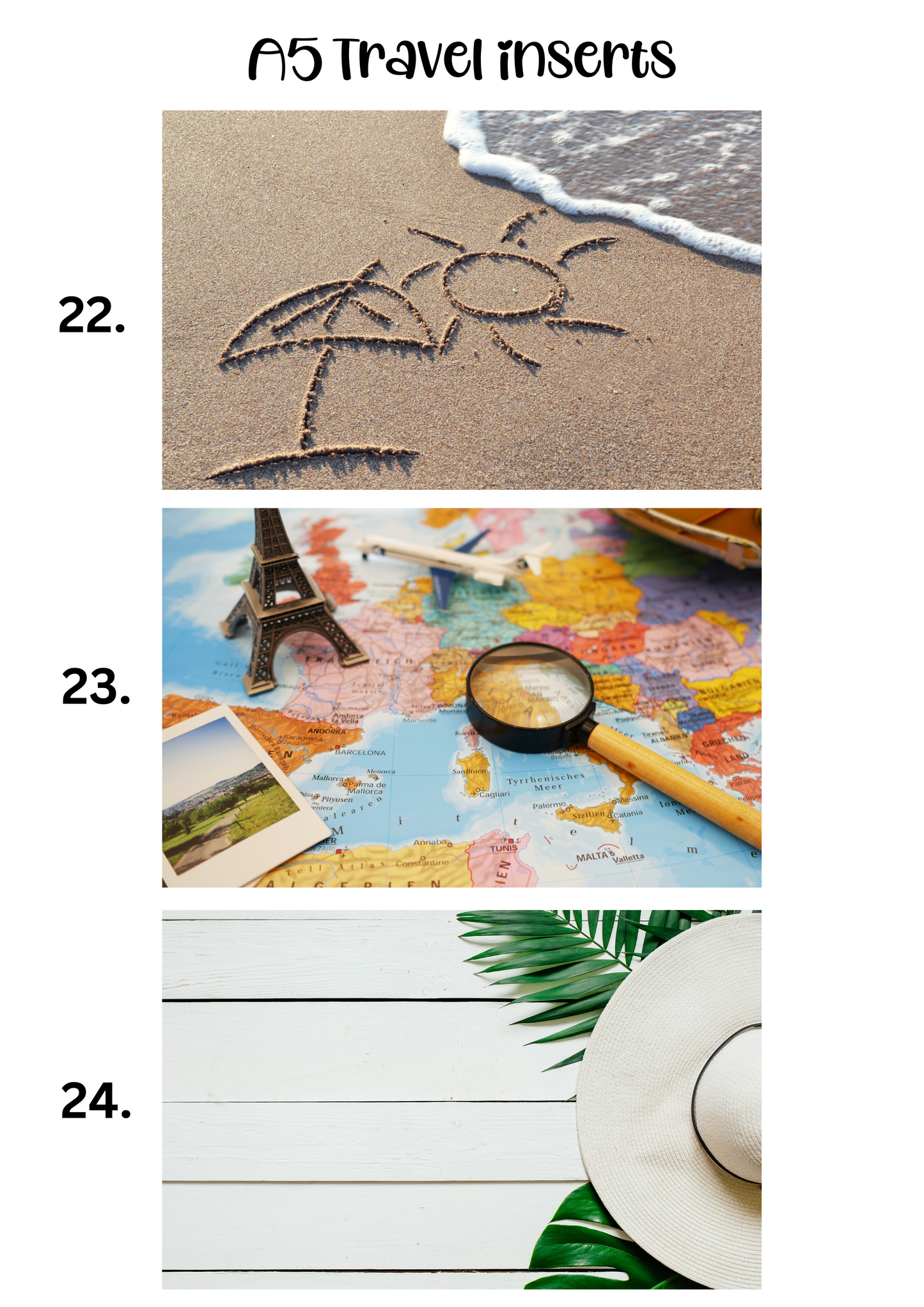 A5 Insert for Binder/ Front Page for Budget Wallets/ Travel Collection
