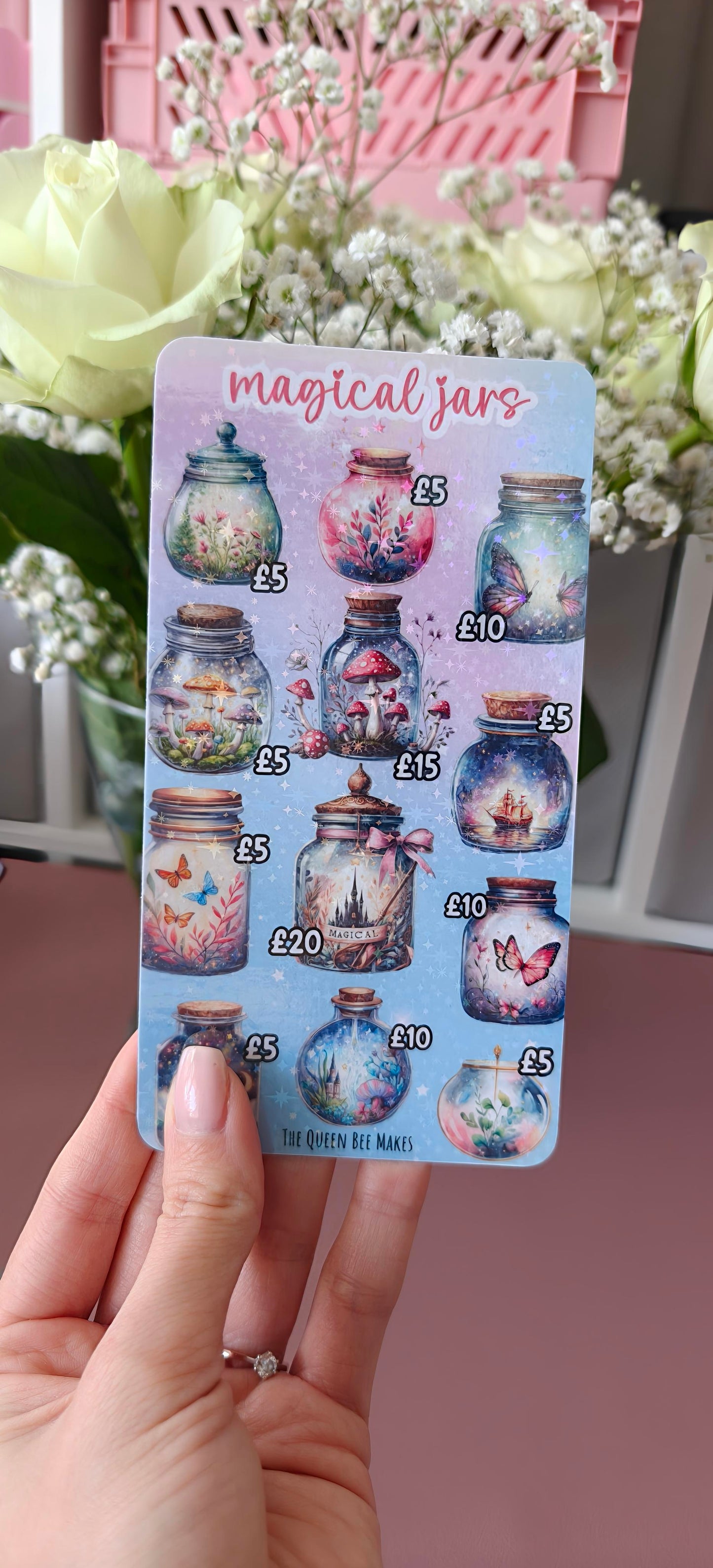 Cute Savings Tracker Set for Adults & Kids – Bunny, Fairy & Magical Jar Designs, Sparkly Laminate, Budget & Goal Planner
