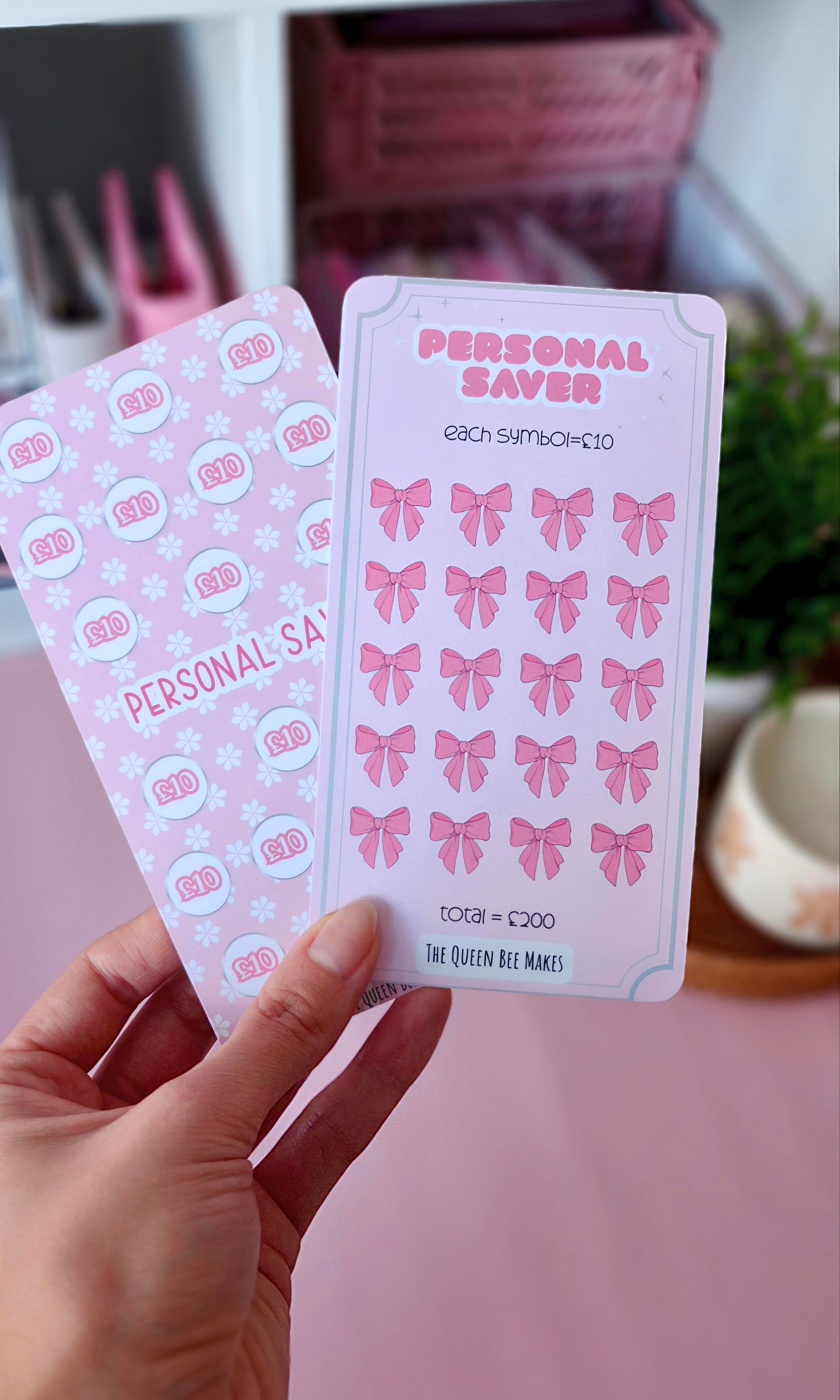 £200 Personal Savings Challenge Tracker | Pink Bows or Floral Cash Stuffing Tracker