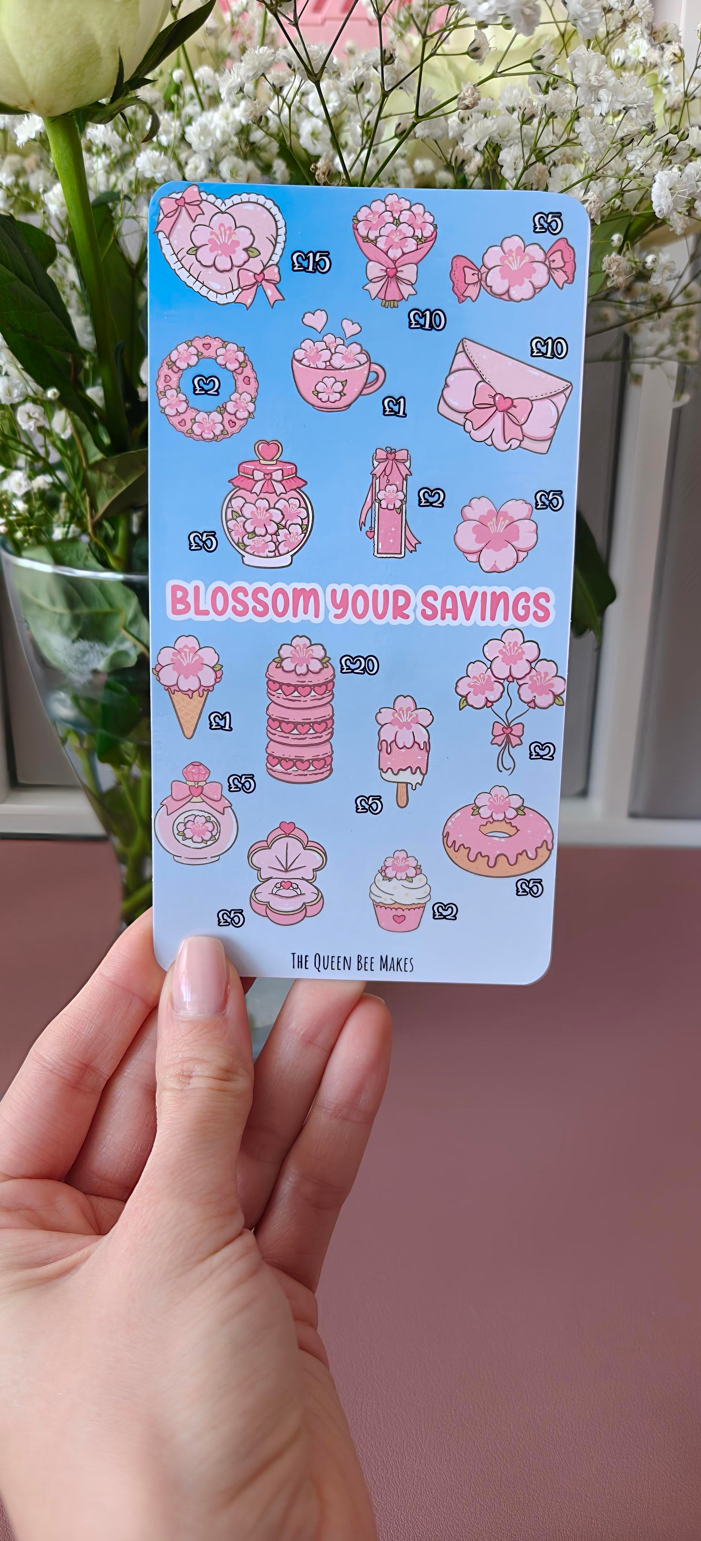 Blossom Your Savings Challenge | Cherry Blossom Cash Stuffing Tracker | Floral Budget Insert