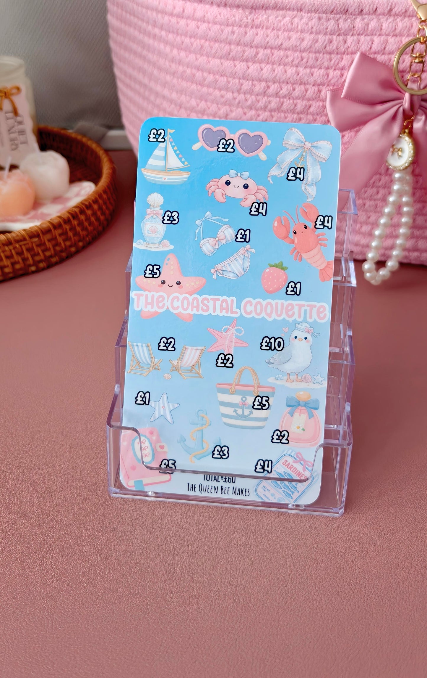 The Coquette Summer Set | A6 Cash Stuffing Binder Tracker | Pastel Bow Budget Tracker