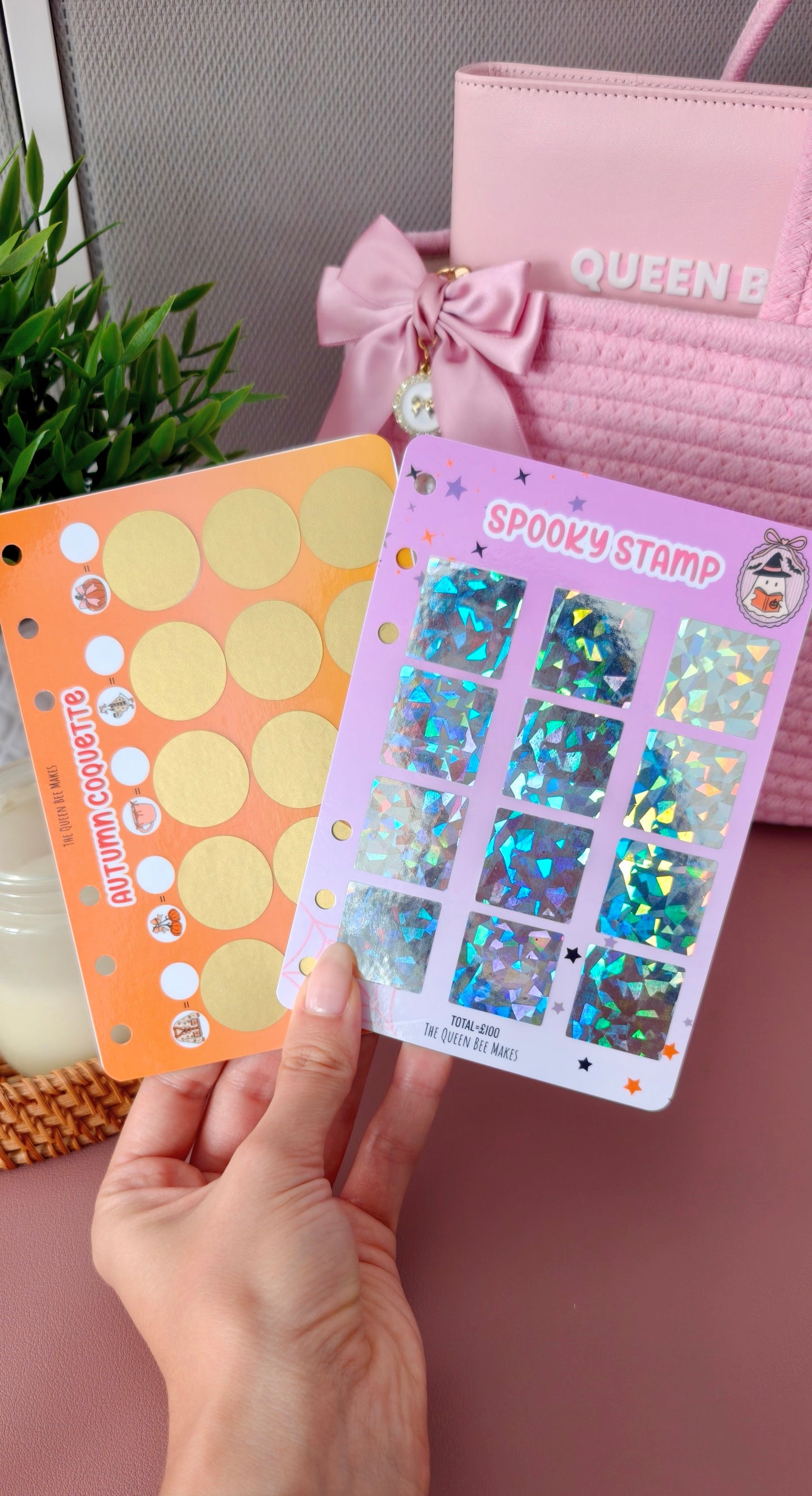 Autumn Coquette & Spooky Stamp Scratch Off Savings Challenges | A6 Laminated Cash Stuffing Tracker