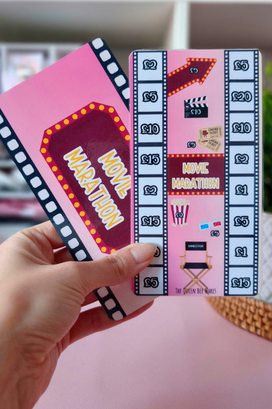 Movie Marathon Savings Challenge | Tracker & Matching Dashboard | Cinema Theme Budget Insert