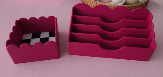 Scalloped Cash & Checkerboard Coin Tray Set | Custom Cash Trays