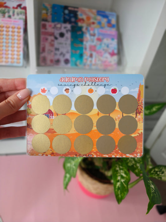 Autumn Mystery Scratch Off Savings Challenge | A6 Laminated Cash Stuffing Tracker